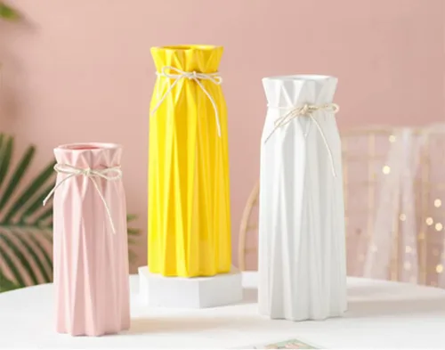 Miniatura 6 de Disoza Florero de cerámica de 9.5 pulgadas de alto x 3.9 pulgadas de ancho, jarrón rosa moderno para decoración del hogar para centros de mesa