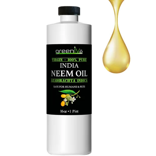 GreenIVe Aceite de neem 100% cultivado orgánicamente, virgen prensado en frío, puro y natural, 16 onzas, ideal para jardinería, cuidado de la piel,