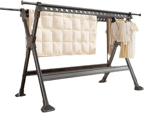 Clothes Drying Rack - Foldable Adjustable Stainless Steel Laundry Drying Rack with Extendable Rods, Standing Clothes Airer for Indoor Outdoor Use,