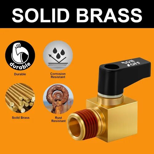 Miniatura 3 de SUNROAD Válvula de compresor de aire Válvula de bola de drenaje de latón Válvula de bola de 1/4 "NPT rosca macho compresor de aire Accesorios 2