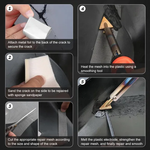 Miniatura 5 de Soldador de plástico, kit de soldadura de plástico de 110 V/100 W, kit de soldador de reparación de parachoques, herramienta de soldadura
