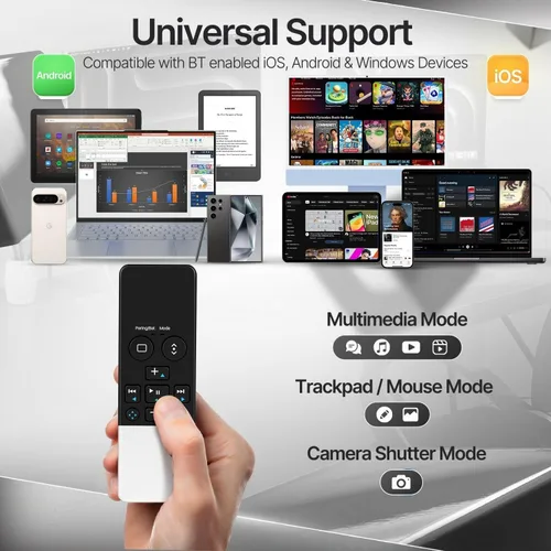 Miniatura 6 de TNP - Control remoto Bluetooth para iPad iPhone - Trackpad Presentador multimedia para iOS Mac Android Tablet PC - Obturador de cámara inalámbrico