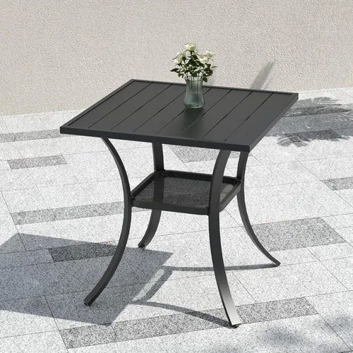 Miniatura 2 de Anmutig Mesa de patio pequeña cuadrada de 27.5 pulgadas con resistente a la intemperie para comedor al aire libre, color negro