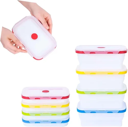 Miniatura 12 de ECOBERI Recipientes plegables para almacenamiento de alimentos, juego pequeño de silicona de 4 piezas de 12 onzas, almacenamiento de alimentos sin