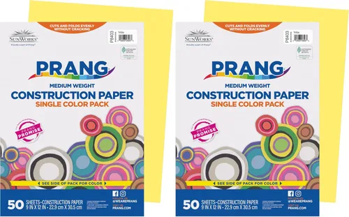 Prang (Formerly SunWorks) Papel de construcción, amarillo, 9 x 12 pulgadas, 50 hojas, (paquete de 2)