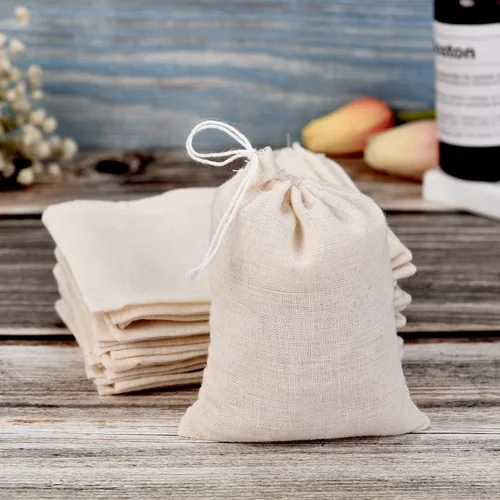 Miniatura 4 de Tatuo Paquete de 200 bolsas de muselina de yute con cordón, bolsas de saquito multiusos de lona y lino para té, joyería, recuerdos de boda, fiesta