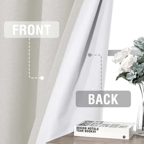 Miniatura 52 de H.VERSAILTEX - Cortinas 100% opacas con aislamiento térmico, texturizadas, de lino, con bloqueo de calor y luz completa, p/sala de estar y Roble