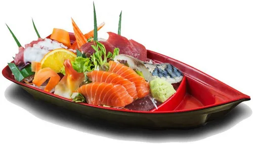 Miniatura 5 de Happy Sales HSSB-10BB - Plato con forma de barco de sushi para sushi sashimi, bandeja de plástico de melamina de 10 x 4.5 pulgadas (bambú)