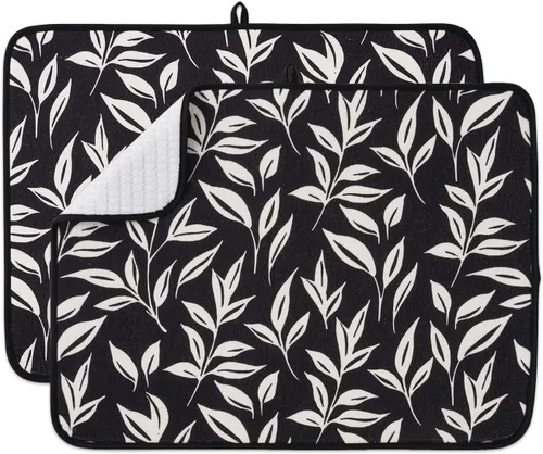 Miniatura 26 de Paquete de 2 tapetes de secado de platos para encimera de cocina, absorbentes, tapetes escurridor de platos de microfibra, almohadilla de secado