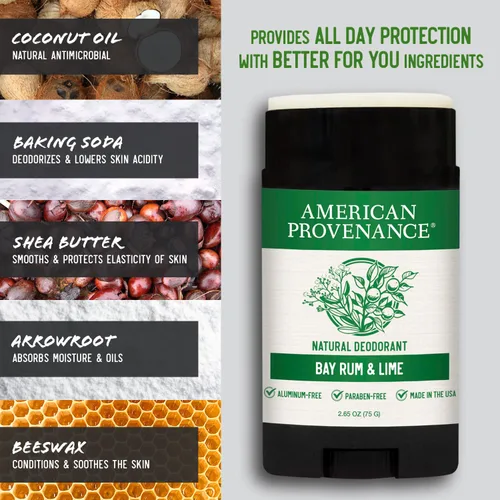 Miniatura 3 de American Provenance Desodorante natural para hombres y mujeres, desodorante sin aluminio que dura todo el día, fabricado en los Estados Unidos
