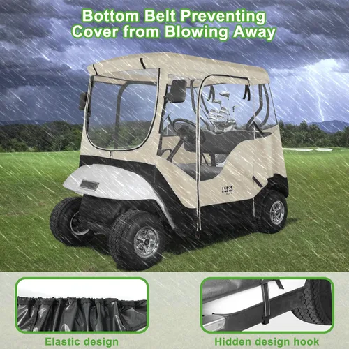 Miniatura 7 de 10L0L Funda negra para carrito de golf EZGO TXT para 2 pasajeros, cubierta transparente de lluvia de 4 lados para ventana para todo tipo de clima