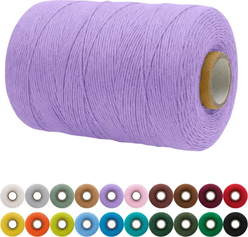 Miniatura 27 de JeogYong Cordón de macramé de un solo hilo 2mm x 164 yardas (492 pies) Cuerda de algodón suave, hilo de macramé 2 mm, suministros de macramé