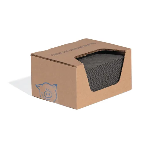 Miniatura 7 de New Pig, 100 almohadillas en caja despachadora que absorben aceite, solventes, líquido refrigerante y agua, alta absorción de 12 onzas, de 13 pulgas