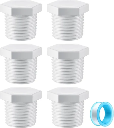 Frienda 6 piezas tapones de drenaje para calentador de agua caliente de RV con cinta, tapón de drenaje NPT de 1/2 pulgada, tapón de drenaje de