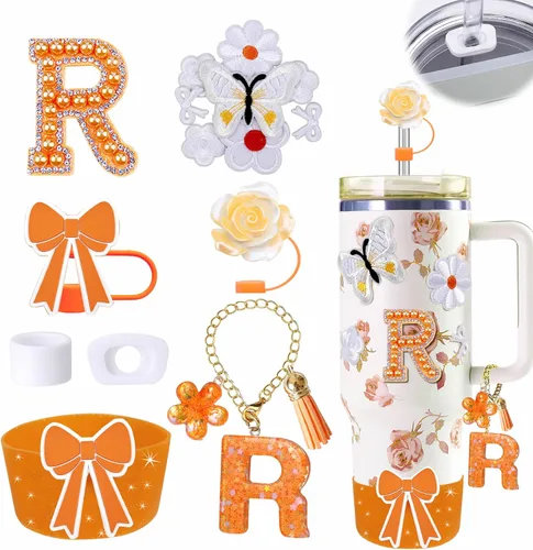 Miniatura 125 de 15 piezas de set de accesorios para vaso Stanley Cup 30oz 40oz con asa, incluye cubierta de pajita de silicona y bota, encanto de asa, encantos