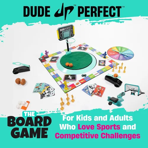 Miniatura 2 de Dude Perfect Juego de mesa, juegos de mesa familiares desafiantes y competitivos para 2 a 5 jugadores, juegos de mesa deportivos ideales para noches