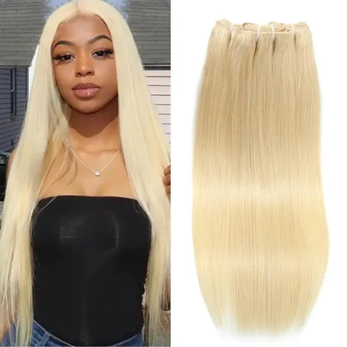 Miniatura 10 de 613 paquetes de cabello humano de 10 pulgadas, grado 12A, 100% sin procesar, rubio virgen brasileño 613, extensiones de cabello humano para mujeres