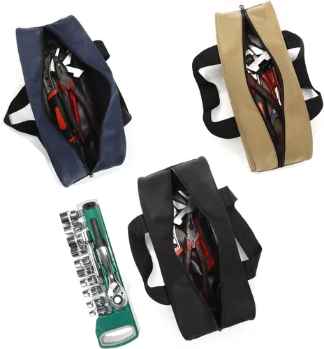 Miniatura 3 de Bolsa de herramientas con boca ancha, organizador impermeable, disponible en azul marino, negro y caqui (2, azul marino)