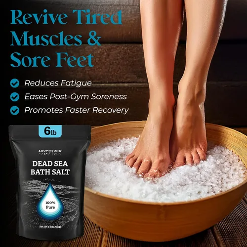 Miniatura 7 de Aromasong Baño de sal del mar muerto remojo 6 libras. Paquete a granel – Sales del Mar Muerto 100% naturales para remojar, relajar y desintoxicar