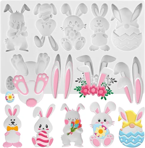 Miniatura 11 de Molde de silicona de conejo para fondant, molde de caramelo de chocolate para decoración de pasteles, decoración de cupcakes, pasta de goma