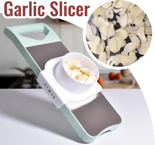Miniatura 5 de NACOLUS Rebanadora de Mandolina Multiusos para Cocina con Protector de Mano Deslizante - Picador de Verduras, Rebanadora de Papa/Cebolla/Ajo, Verde
