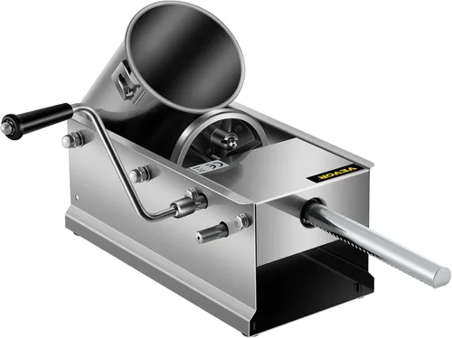 Miniatura 9 de Happybuy Embutidora de salchichas horizontal 3L/7 libras, máquina manual de embutido con 5 boquillas de relleno, máquina de relleno de salchichas