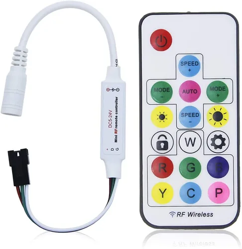 ALITOVE WS2812B WS2811 Controlador LED direccionable RF remoto inalámbrico Mini controlador 5 ~ 24 V CC para WS2812 WS2811 Dream Color Rainbow RGB