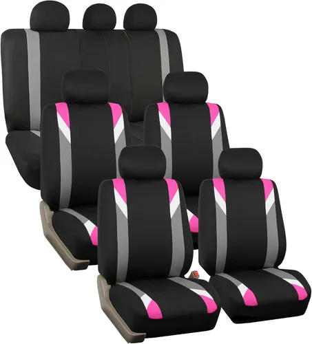 Miniatura 14 de Fundas para asientos en 3 filas modernas de alta calidad FH GROUP FH-FB033217 color beige y negro, para la mayoría de los autos, camionetas, SUV