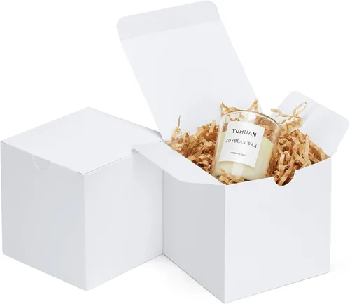 Miniatura 8 de Eupako Cajas de regalo de 4 x 4 x 4 pulgadas, paquete de 25 cajas de papel kraft marrón con tapas, cajas de regalo para damas de honor