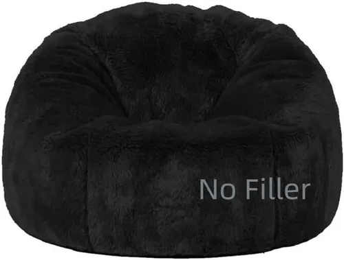 Puf para adultos y niños (sin relleno), 2.3-5 pies, puf de piel esponjosa, puf, silla, puf, otomano, relajante, futón (color negro, tamaño: 2.3
