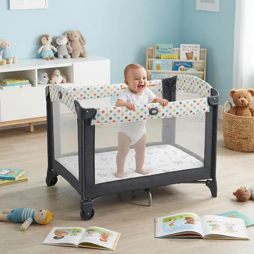Miniatura 2 de Pack and Play - Colchón transpirable de 38 x 26 pulgadas con funda ultrasuave extraíble, portátil, suave y firme, colchón de espuma viscoelástica