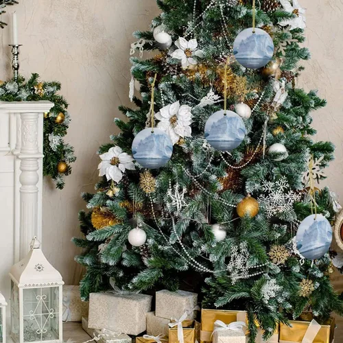 Miniatura 6 de Adorno de la Antártida, adorno navideño de cerámica de doble cara de 3 pulgadas, recuerdo de viaje por la ciudad, adornos colgantes redondos