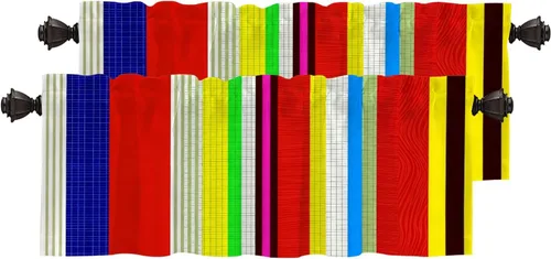 Miniatura 29 de Cortinas de cocina de hojas de arce otoñales para ventanas, hojas verdes y rojas sobre cenefas opacas negras, tratamientos de ventana de poliéster