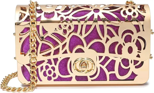 Miniatura 10 de CARIEDO Bolso Elegante de Noche para Mujer, Elegante Bolso de Mano de Terciopelo Exquisito, Bolso de Metal Hueco, para Promesa, Boda, Fiesta