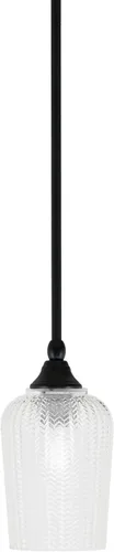 Miniatura 67 de Toltec Lighting Tallo Colgado Mini colgante, acabado de cobre negro, 3.5" cuadrado humo burbuja vidrio