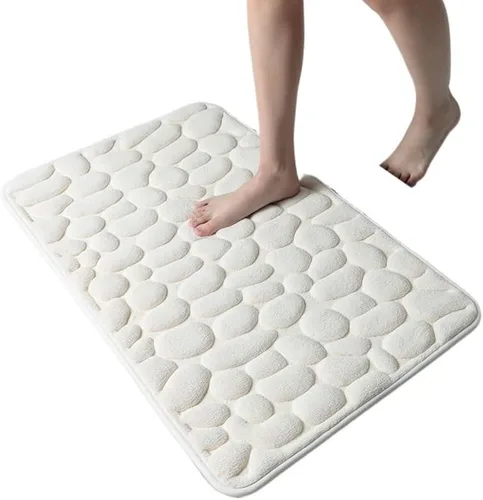 Miniatura 5 de Alfombra antideslizante de Baño con Relieve De Adoquines, Alfombra Antideslizante De Vellón Coral Para Bañera, Suelo De Ducha, Felpudo, Almohadilla