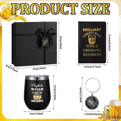 Miniatura 2 de Reallnaive 6 Piezas Regalo de Bourbon para Hombres Regalos Divertidos para Amantes del Whisky 355 ml Taza de Acero Inoxidable Calcetines Llavero