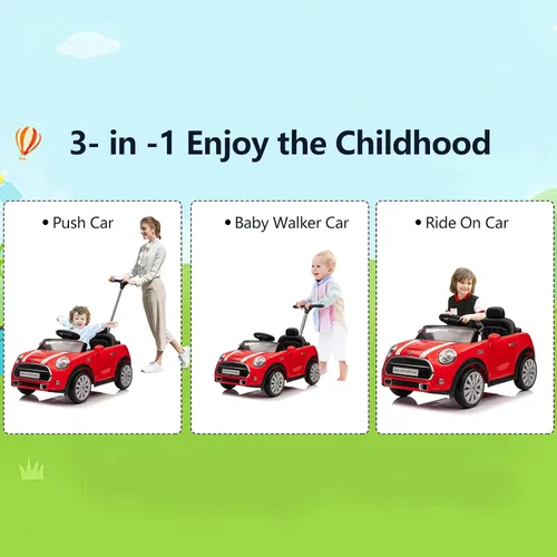 Miniatura 3 de Voupou Auto de empuje para niños, Auto de paseo, Juguete de auto de empuje para niños pequeños MINI Cooper con licencia con varilla de empuje