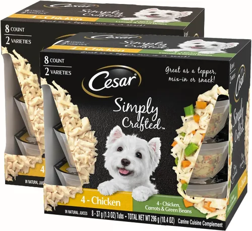 Miniatura 12 de Thierry Mugler Cesar Simplemente elaborado para adultos para adultos Comida para perros Comida Topper Variedad Pack, Pollo, Zanahorias, Y Frijoles