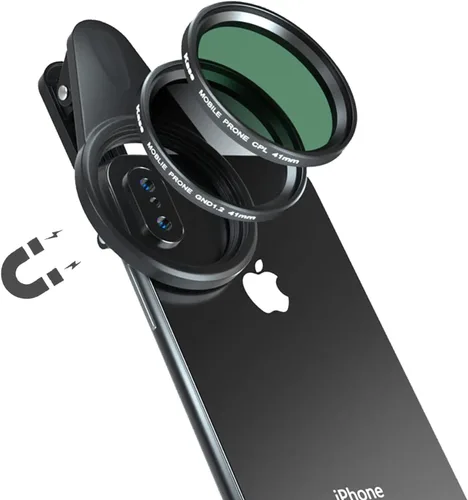 Kase Kit de filtro CPL de lente magnética para teléfono celular de 1.614 in, incluye filtro polarizador circular, filtro ND1.2 graduado suave, clip