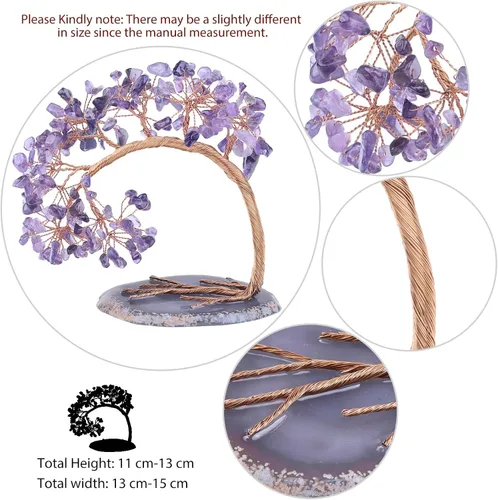 Miniatura 4 de Árbol de dinero de cristal natural hecho a mano con base de ágata de buena suerte, Feng Shui, árbol bonsái para decoración de mesa de oficina
