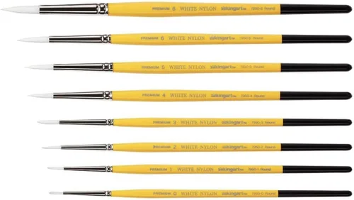Miniatura 3 de KINGART Gold Grip 7950 Series Juego de pinceles redondos para artistas, pelo sintético de nailon blanco para pintura facial, tela, cerámica, mango