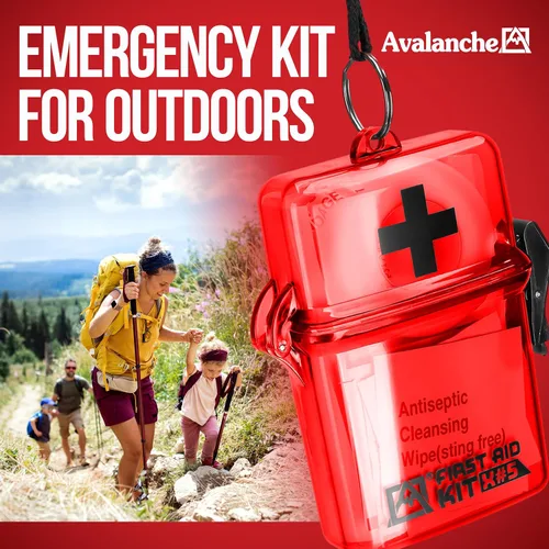 Miniatura 7 de Avalanche Mini botiquín de primeros auxilios, 30 piezas de suministros de emergencia en estuche impermeable para el hogar, coche, viajes, deportes