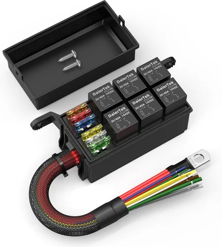 Miniatura 8 de DaierTek Caja de relé de 12 V, 6 ranuras, bloque de relé de fusibles, 6 ranuras ATC/ATO, bloque de fusibles y relé con relé, kit universal de caja 6