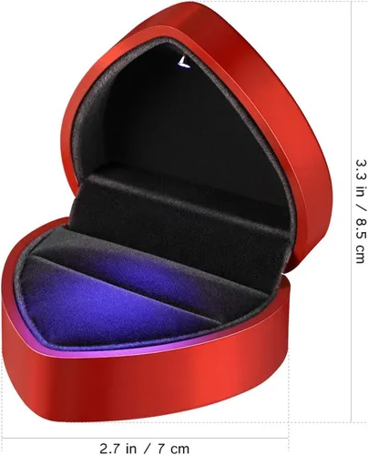 Miniatura 4 de VOSAREA Caja de anillo LED, caja de anillo de compromiso de propuesta, aretes en forma de corazón, caja de joyería para aniversario, día de San