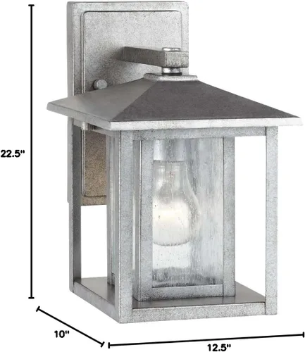 Miniatura 3 de Generation Lighting 88025-57 Hunnington One - Farol de pared para exteriores con luz exterior, peltre desgastado