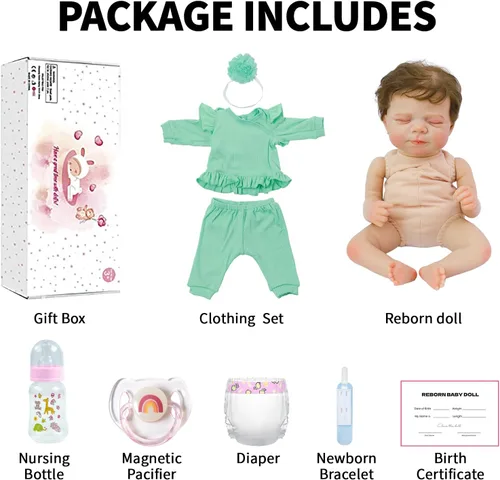 Miniatura 6 de SCOM Muñecas bebé reborn para niña de 18 pulgadas – Cuerpo completo de silicona, recién nacida durmiendo de forma realista, posable y lavable