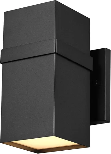 Miniatura 20 de Aplique de pared Globe Electric 60000022 para exterior con LED integrado de 11,5 W, negro mate, acento dorado, 400 lúmenes, 3000 Kelvin, 90 CRI