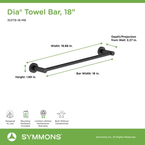 Miniatura 5 de Symmons 35AC3BUNDLEMB - Juego de accesorios de baño de pared de 3 piezas, color negro mate Mate negro