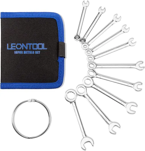 Juego de Llaves Pequeñas Métricas 10 Piezas 4mm a 11mm Llaves de Extremo Abierto y de Caja con Anillo de Llave, Juego de Llave de Ignición Estándar